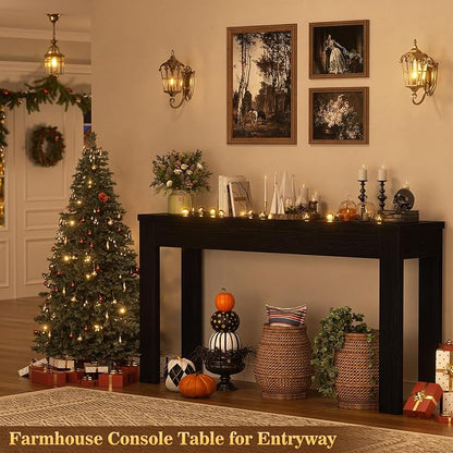 Armocity Console Table, 47" Farmhouse Wood Entryway Table, Sofa Tables Narrow Long Behind Couch, Entry Table for Entrance, Hallway, Living Room, Embossed Black