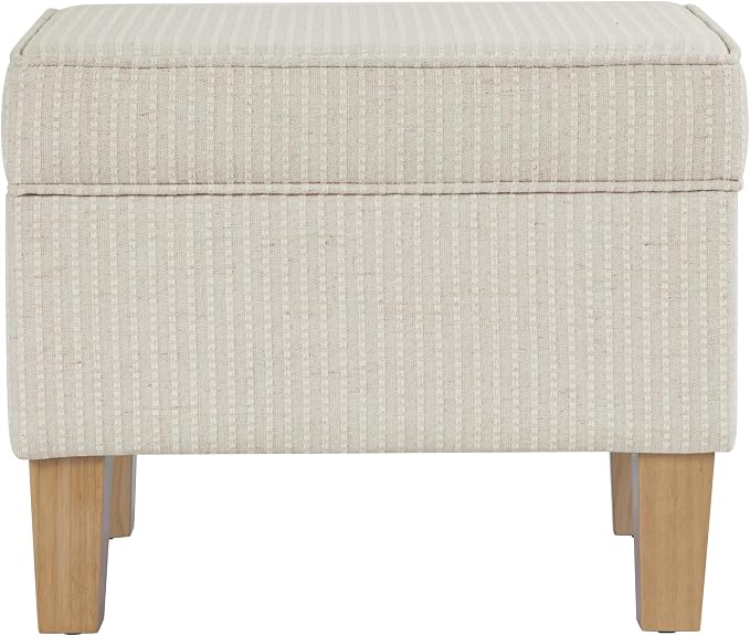 HomePop 22" Modern Rectangular Storage Ottoman - White Woven Stripe