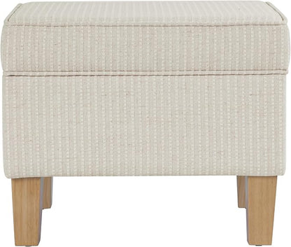 HomePop 22" Modern Rectangular Storage Ottoman - White Woven Stripe