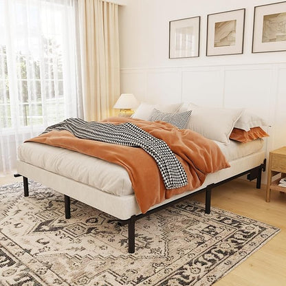 OSASET King Box Spring, 4 Inch Metal King Size Box Spring Only, Heavy Duty Metal Frame Mattress Foundation Support for 3000lbs, Easy Assembly, Noise Free, Non Slip
