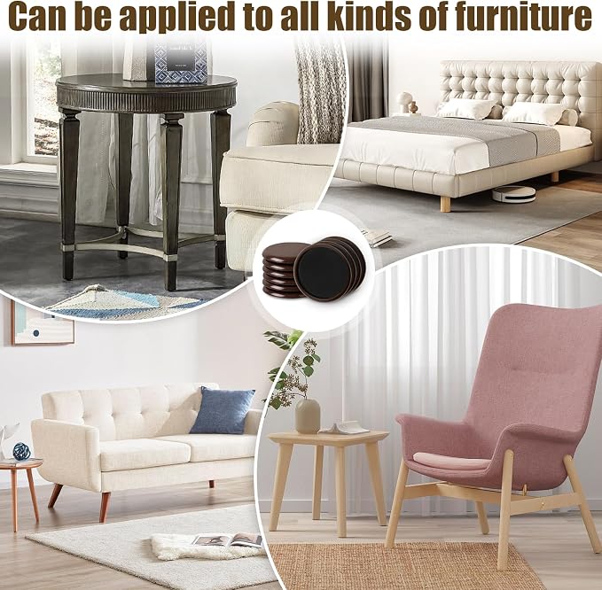 10PCS Furniture Sliders, 3 1/2" Furniture Sliders for Hardwood Floors, Reusable for Carpet, Heavy Duty Furniture Movers Sliders, Carpet, Floor Protectors (Brown)