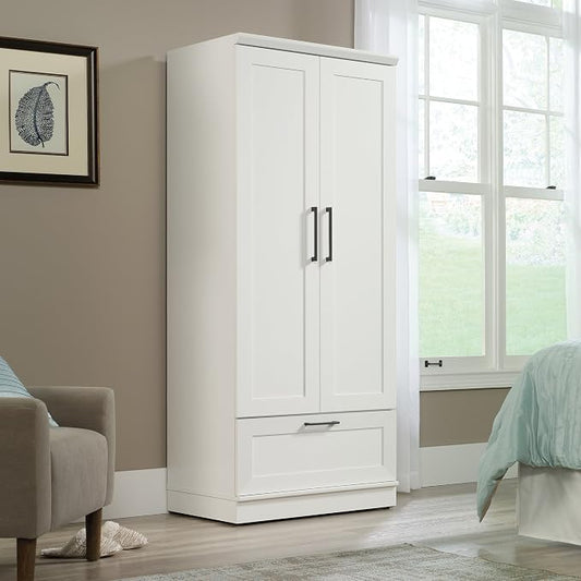 Sauder HomePlus Wardrobe/Storage Cabinet, Spacious Hidden Storage, Wardrobe Armoire, 29.1x20.9x71.2 - Soft White Finish