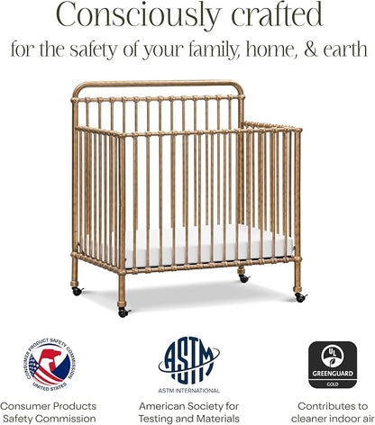 Namesake Winston 4-in-1 Convertible Mini Crib w/Wheels Durable Metal | GREENGUARD Gold Certified - Portable, Metal Baby Crib w/ Removable Wheels - Converts to Toddler Bed, Daybed & Twin Size Bed