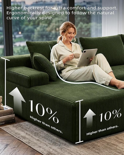 Lifelink 108" Boneless Couch L-Shaped - Modular Sectional Couches for Living Room Cloud Sofa with Deep Seat High Back Oversized Left Facing Chaise No Assembly Required