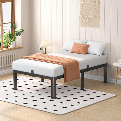 VIPSHOW 18 Inch Twin XL Heavy Duty 3500 lbs Bed Frame with Round-Corner Legs & Anti-Squeak Design – Quick Assembly Metal Platform, No Box Spring Needed