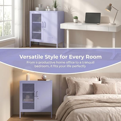 Purple Metal Locker CabinetsMetal Locker Storage Cabinet with Mesh Doors and Adjustable Shelves Coffee Bar Cabinet,Kitchen Pantry Storage Cabinets for Home, Office, Entryway and Hallway ﻿