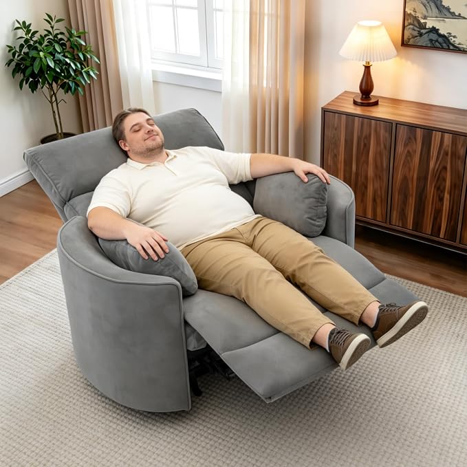 450lbs Oversized Power Recliner Chair, 53" Extra Wide Electric Recliner for Big and Tall Adults, Single Sofa with USB & Type-C Ports, Pillows, Chair for Living Room, Bedroom, Office (Gray)