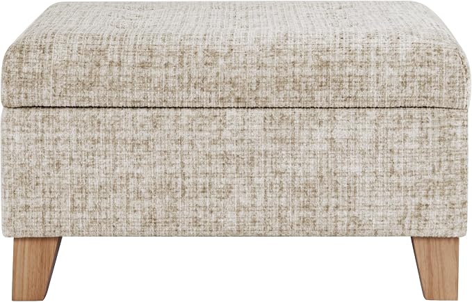 HomePop Camden Button Tufted 28" Storage Ottoman - Cream Textural Woven