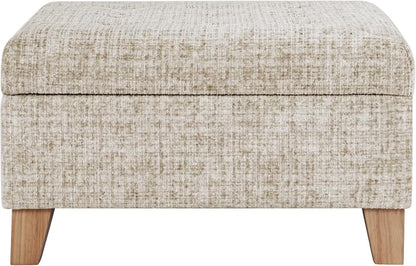 HomePop Camden Button Tufted 28" Storage Ottoman - Cream Textural Woven