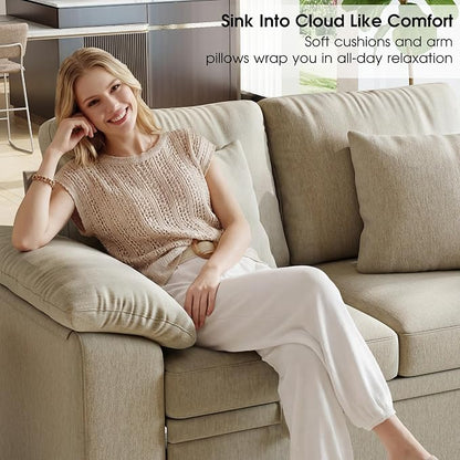 WorthFurni 61” Pull Out Couch, 2 in 1 Sleeper Sofa Bed with Throw Pillow, Convertible Small Loveseat Sleeper Couch for Living Room, Bedroom, Apartment (Sand)