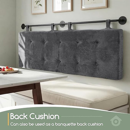 HIGOGOGO Wall Mounted Headboards for King Size Bed, Hanging Head Board Wall with Button Tufting, Adjustable Height Headboard for Bedroom,Darkgrey