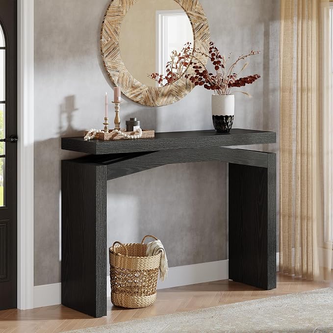 Tribesigns 40-Inch Console Table for Entryway, Farmhouse Sofa Console Behind Couch, Small Entry Table for Hallway, Foyer, Living Room, Black