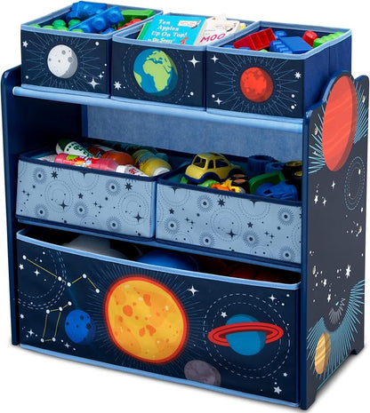Delta Children Space Adventures Design & Store 6 Bin Toy Storage Organizer - Greenguard Gold Certified, Blue