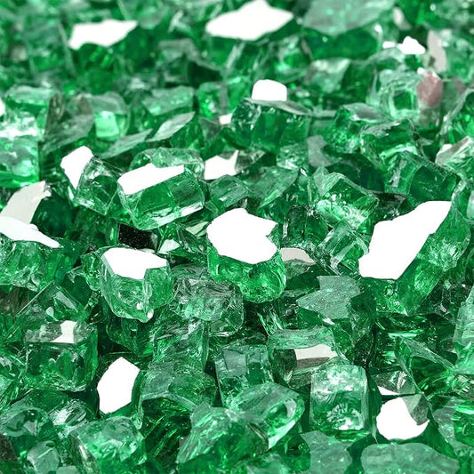 Onlyfire 10 lbs Fire Glass Rocks 1/4 Inch, Reflective Tempered Glass for Propane Fire Pit & Gas Fireplace, High Luster Firepit Glass Stones for Fire Table, Light Green (Multicolor Options Available)