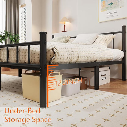 zizin Full Size Metal Bed Frame with Headboard & Footboard 14 Inch Metal Platform Mattress Foundation Support with Steel Slat, Under Bed Storage, No Box Spring Needed