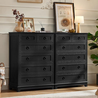 Joaxswe Farmhouse 6 Drawer Dresser for Bedroom, 41" Tall Small Dressers & Chest of Drawers, Rustic Wood Dresser with Metal Handle, Storage Organizer Closet for Living Room, Hallway, Entryway