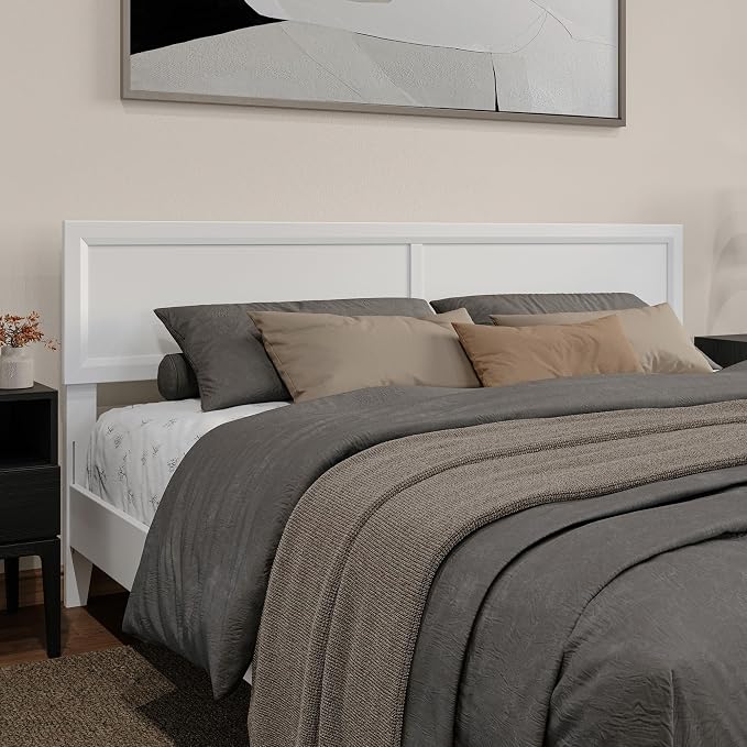 AFI, Sophia Adjustable Modern King Wood Headboard, White