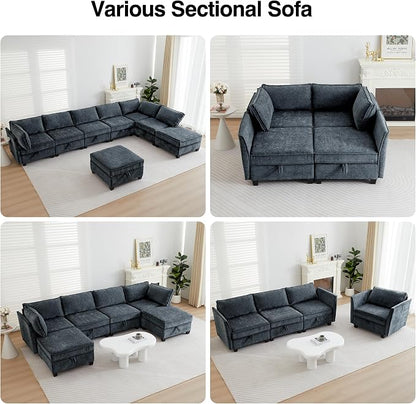 ORRD 2 Piece Modular Sectional Sofa Set, Convertible Couch with Storage, Sofa Modular for Living Room, Office (Blue Grey)
