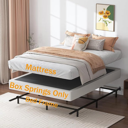 SHLAND 7 Inch Box Spring Full Size Bed Base, 3000 lbs Black Heavy Duty Metal Mattress Foundation with Easy Clean Fabric Cover, Noise Free,Easy Assembly