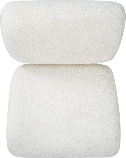 Merax 28" Modern Curved Boucle Accent Chair with Solid Wood Base, Mid-Century Armless Upholstered Slipper Lounge Chair for Living Room, Bedroom, Reading Nook, Natural + Beige