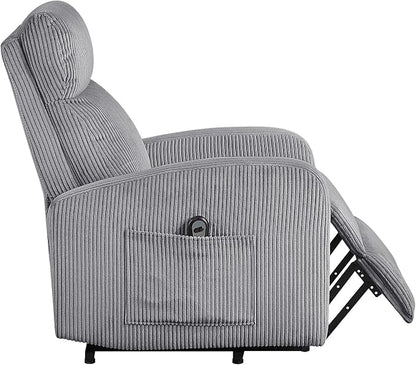 Lexicon Power Lift Recliner Chair for Elderly with Remote Control, Gentle Lift Motion, Side Pocket Armrest, Corduroy Upholstered Electric Recliner for Living Room/Bedroom, Easy Assembly, Dark Gray