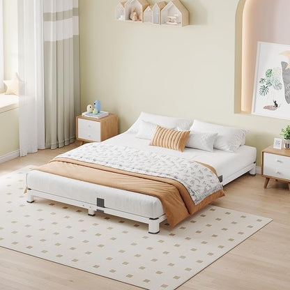 NKZ King Platform Bed Frame 4 Inch, Heavy Duty Metal Low Profile Bed Frame with Round Corner Legs, 3500lbs Weight Capacity Reinforced Frame, No Box Spring Needed，Noise-Free, Easy Assembly