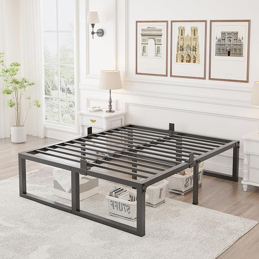 Yitong Angel 18 Inch Queen Bed Frame,3500 lbs Heavy Duty Metal Platform, Steel Slats Support/No Box Spring Needed/Noise Free/Non-Slip/Easy Assembly