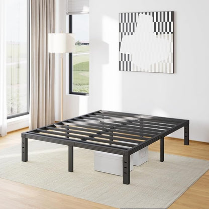 Furnitui 14 Inch High Metal Full Size Bed Frame, Platform Bed Frame Full Size No Box Spring Needed, Easy Assembly, Noise Free, Sturdy, Black
