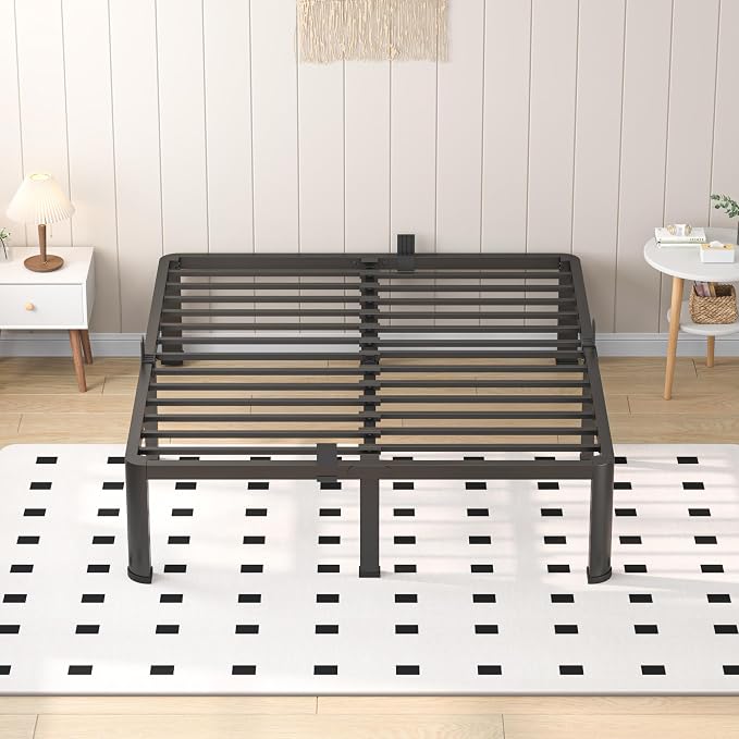 VIPSHOW 16 Inch King Heavy Duty 3500 lbs Bed Frame with Round-Corner Legs & Anti-Squeak Design – Quick Assembly Metal Platform, No Box Spring Needed