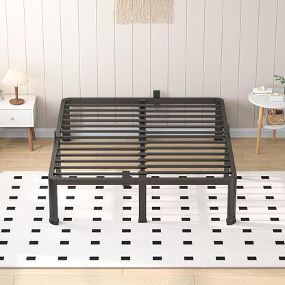 VIPSHOW 16 Inch Queen Heavy Duty 3500 lbs Bed Frame with Round-Corner Legs & Anti-Squeak Design – Quick Assembly Metal Platform, No Box Spring Needed