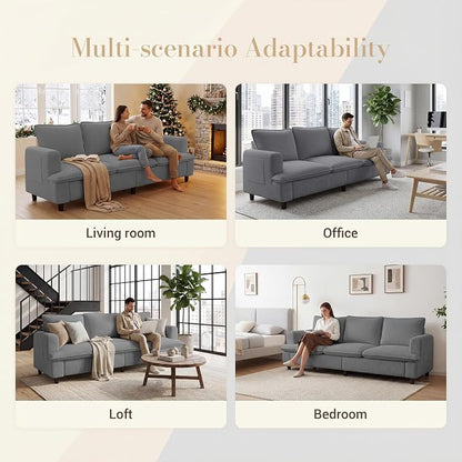 GRUSIGN 3 Seater Couch, 83" Comfy Corduroy Sofa with Deep Seat, Modern Sofa Couch for Living Room, Office, Bedroom, Apartment (Pillows not Included)