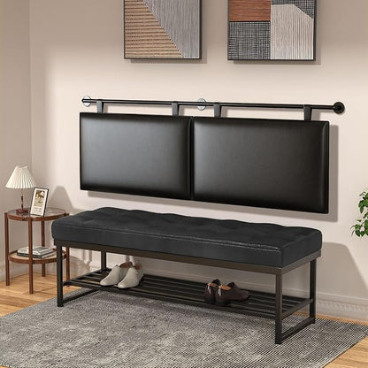 BSHOMGI Queen Headboard Only, Wall Mounted Hanging Upholstered Bed Head Board Sturdy and Durable Solid Wood Bed headboard, Fabric Headboards Adjustable(Black, Queen)