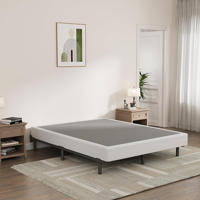 Bedsnus Full Size Box Spring and Cover Set, 9 Inch High Profile Metal BoxSpring, Heavy Duty Structure Mattress Foundation, Noise Free, Non-Slip, Easy Assembly