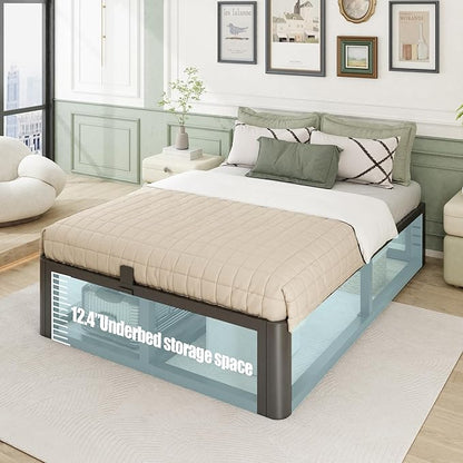 Bilily Metal Heavy Duty 14 inch Full Bed Frame with Rounded Corner and Headboard Hole Mattress Retainers 3500 LBS No Box Spring Needed Platform Noise Free Easy Assembly