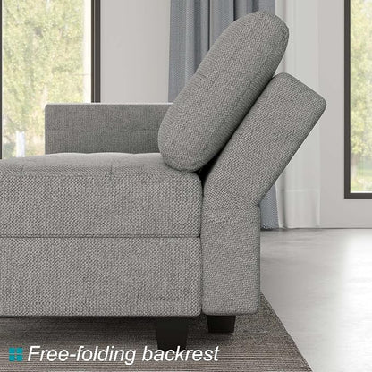 Belffin Reversible Storage Modular U-Shape Sectional Sofa Couch with Double Chaises Modular Sectional Sofa Set with Ottomans Fabric Light Grey