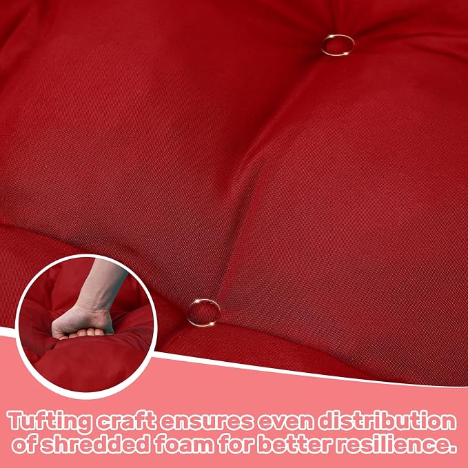 idee-home Egg Chair Cushion Replacement, Hanging Chair Cushion Outdoor | Cushions with Waterproof Cover for Wicker Patio Hammock Swing, Red (Swing Not Included)