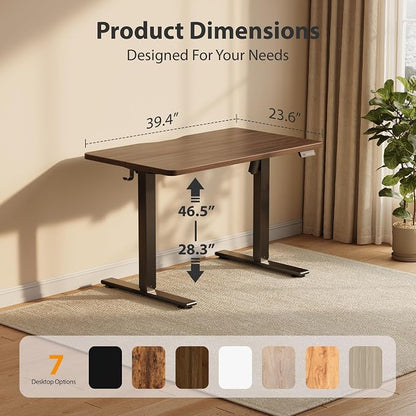 Cubiker Standing Desk, 40x24 Inches Sit Stand Home Office Desk, Electric Stand up Desk, Adjustable Desk with Splice Board, Black Frame/Black Walnut Top