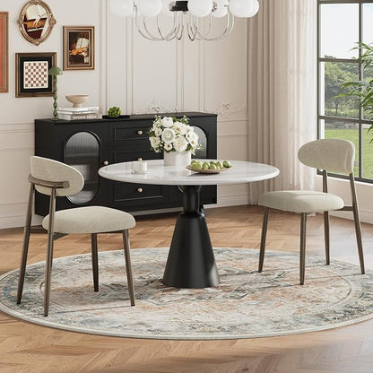 MALOL Dining Chairs Set of 2, Upholstered Kitchen & Dining Room Chairs with Curved Back and Bronze Metal Legs, Comfortable Modern Dining Side Chairs for Dining Room, Kitchen, Camel