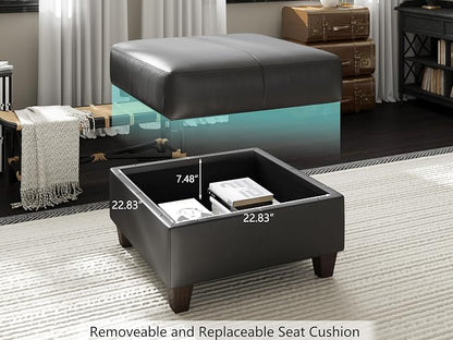 EASE MOOSE Faux Leather Sectional Sleeper Couch with Storage, Faux Leather Modular Sofa Bed Couch