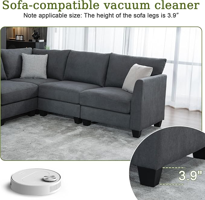 150.4" Large Sectional Couches for Living Room, 8 Seater L Shaped Modular Sectional Sofa with Two Storage Ottomans & USB, Oversized Corner Couch for Living Room (Grey)