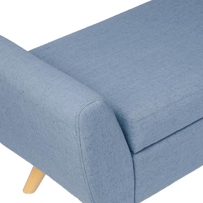 HomePop 60" Modern Storage Bench with Wood Legs - French Blue Woven