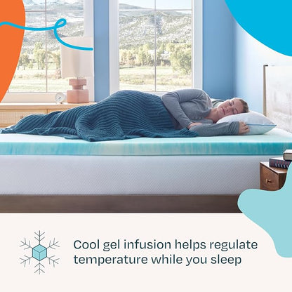 Linenspa 3 Inch Swirl Gel Memory Foam Mattress Topper, Twin XL Size – Cooling Gel Infused, Ventilation Holes – Pressure Relieving Bed Topper – CertiPUR Certified – Dorm Room Essentials