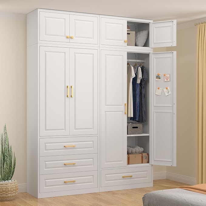UNICOLY 15" Wall Mounted Storage Cabinet, Small Armoire Wardrobe Closet, Small Hanging Cabinet for Bedroom School, Employee, Gym, Armarios De Ropa para Dormitorio, Assembly Required, White