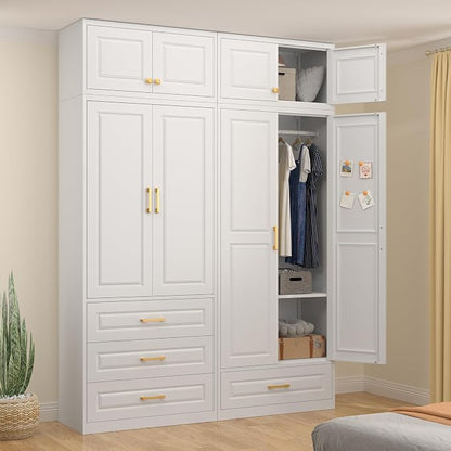 UNICOLY 15" Wall Mounted Storage Cabinet, Small Armoire Wardrobe Closet, Small Hanging Cabinet for Bedroom School, Employee, Gym, Armarios De Ropa para Dormitorio, Assembly Required, White