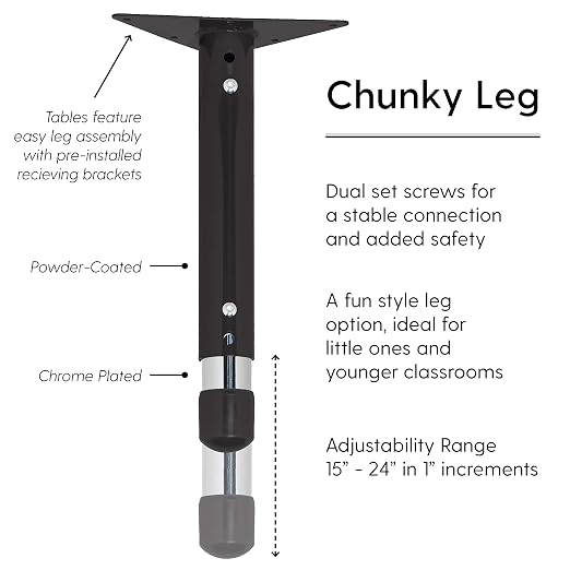 FDP Trapezoid Activity School and Classroom Kids Table (30 x 60 inch), Chunky Toddler Legs for Collaborative Seating Environments, Adjustable Height 15-24 inches - Maple Top and Black Edge