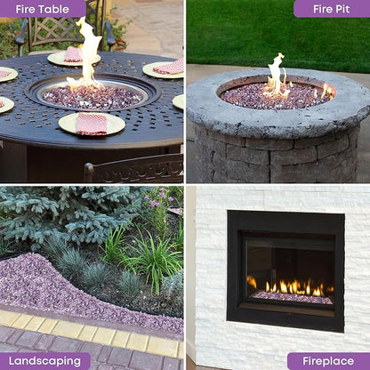 Stanbroil 10-Pound Fire Glass - 1/4 inch Reflective Tempered Fire Glass for Fireplace Fire Pit, Violet Reflective
