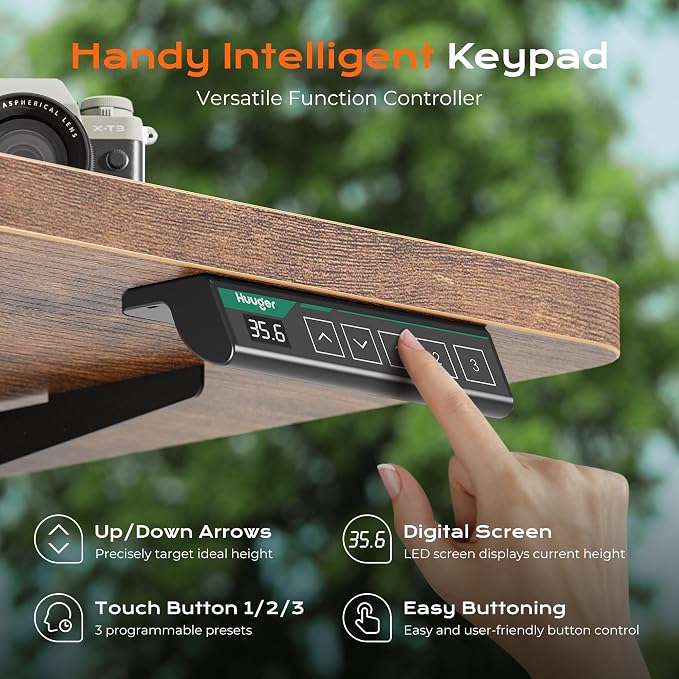 Huuger 78.7'' x 29.5'' Large Electric Standing Desk, Height Adjustable Computer Desk, 29.5" Deep Desktop, Stand up Gaming Office Desk with 2 Hooks, 3 Preset Heights, for Home Office, Rustic Brown