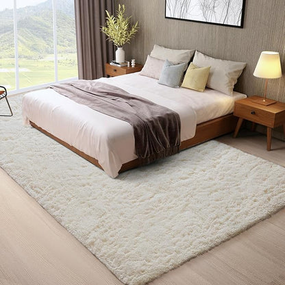Ophanie 7x9 Area Rugs,Upgrade Non-Slip Fluffy Soft Rugs for Living Room,Large Shag Ivory Fuzzy Plush Rug,Shaggy Big Carpets for Bedroom,Kids Boys Girls Dorm Nursery Decor with Over 99 pcs Pile fibers