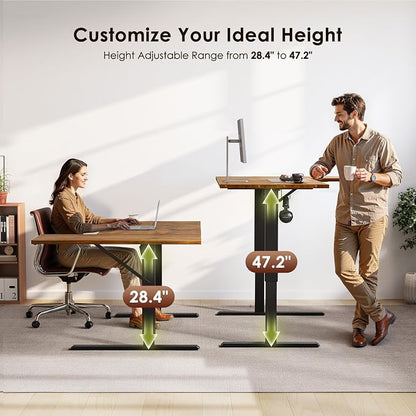 OffiGo Electric L Shaped Standing Desk, 55 Inches Height Adjustable Table, Reversible Corner Stand Up Desk, Lifting Computer Table for Home Office, Computer Workstation, Rustic Brown