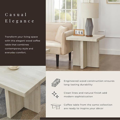 Roundhill Furniture Mchome Square End Table, Nightstand, White Finish